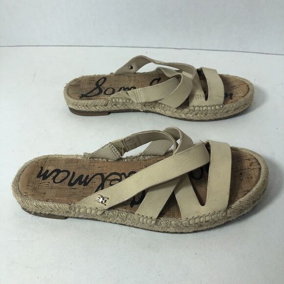 Sam‎ Edelman Flat Sandals Womens Size 5 Averie Espadrille Leather Tan Straps C2 - Picture 9 of 11